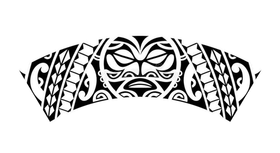 Curved black tattoo design prepared for body placement